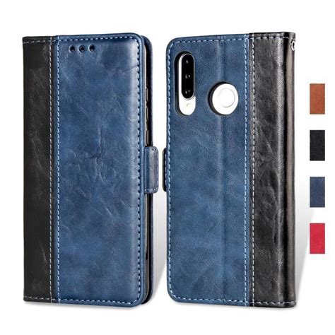 Coque Huawei P30 Lite Étui En Coutures bicolores Flip Portefeuille