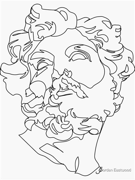 St Longinus Greek Statue One Line Drawing Sticker By