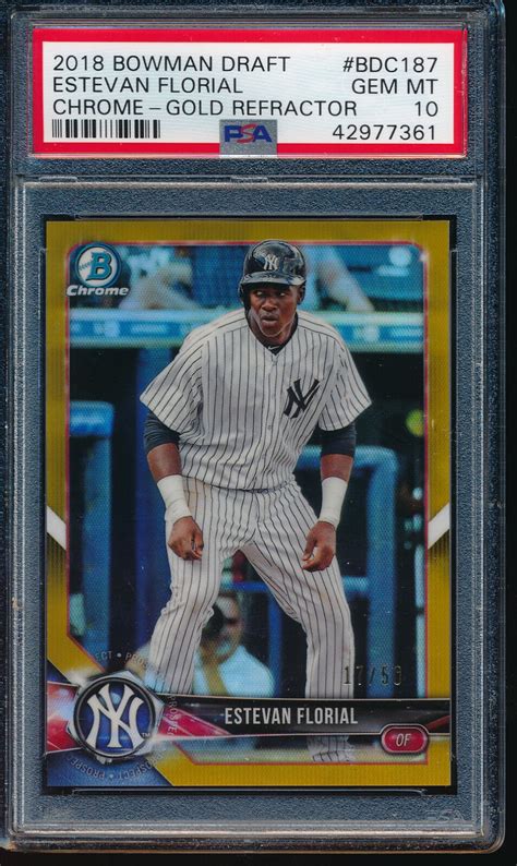 Psa Estevan Florial Bowman Draft Chrome Gold Refractor Rc