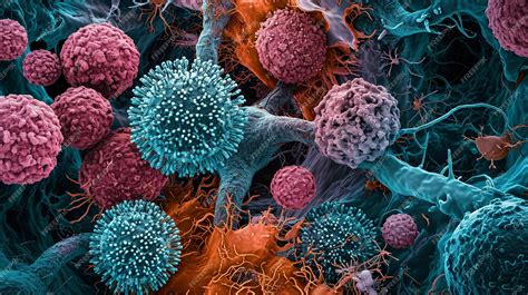 premium photo microscopic view  cancer cells