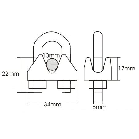 Sujetacables DIN 741 De Acero Inoxidable AISI 316 Para Cable De 10mm