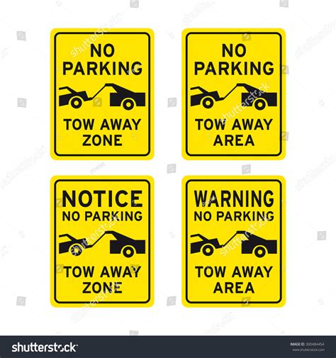 No Parking Sign Vector Set Tow Stock Vector (Royalty Free) 300484454 ...