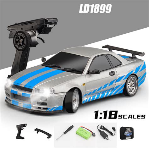 Ldrc 1 18 Rtr Rc Drift Car Gtr R34 With Gyro And Led Lights Bestbuyboxes