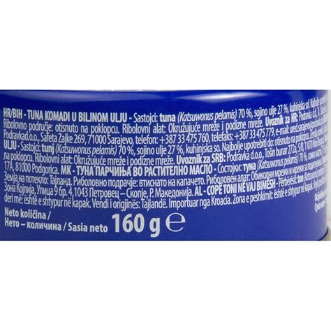 RIBA TUNA EVA KOMADI U BILJNOM ULJU 160g PODRAVKA PPK Bjelovar