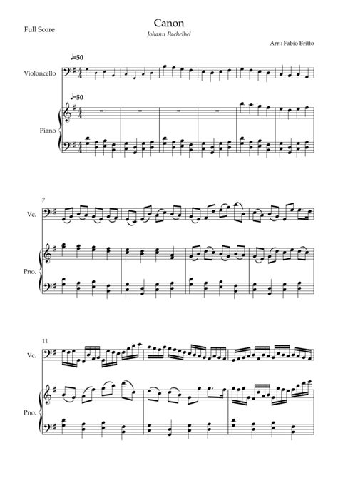 Canon Johann Pachelbel Wedding Reduced Version For Cello Solo And Piano Accompaniment Arr