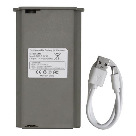 6000mAh EM6 Battery With Type-C Cable For Tactacm Reveal Hunting Camera