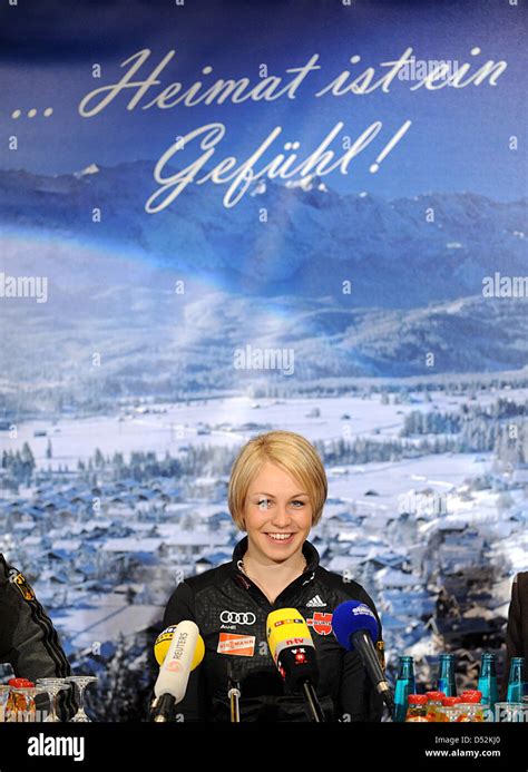 German Biathlete Magdalena Neuner Gives An Interview At A Press