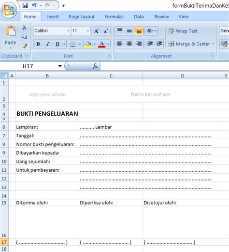 Form Bukti Pengeluaran Niguru Indonesia