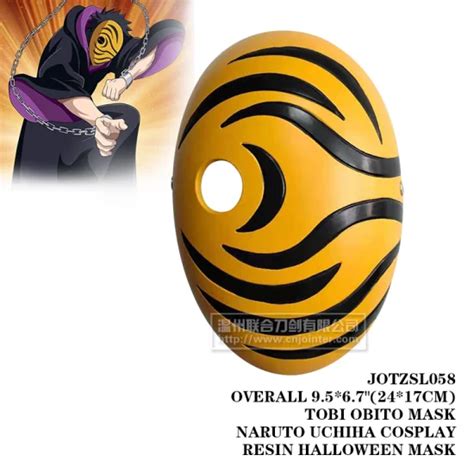 Tobi Obito Máscara Naruto Uchiha Cosplay Resin Halloween Máscara ...