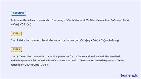 Solved Determine The Value Of The Standard Free Energy Δgo In Kjmol