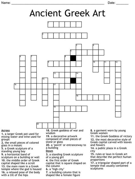 Ancient Greek Art Crossword Ancient Greek Art Greek Art Greek Sculpture