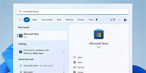 Open Microsoft Store Using The Windows Search Menu