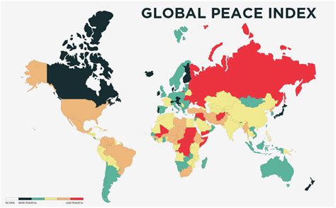 The Latest Global Peace Index Dark Green Represents Countries With