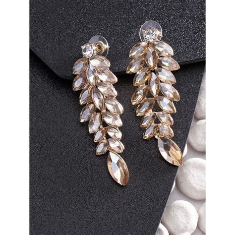 Youbella Gold Plated Leaf Shaped Stone Studded Drop Earrings Buy