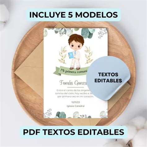 Kit Imprimible Comunión Niño Textos Editables 5 Modelos en venta en