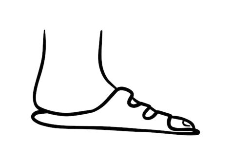 Pie En Un Flip Flop Parte Del Cuerpo Humano Zapatos Doodle Dibujos