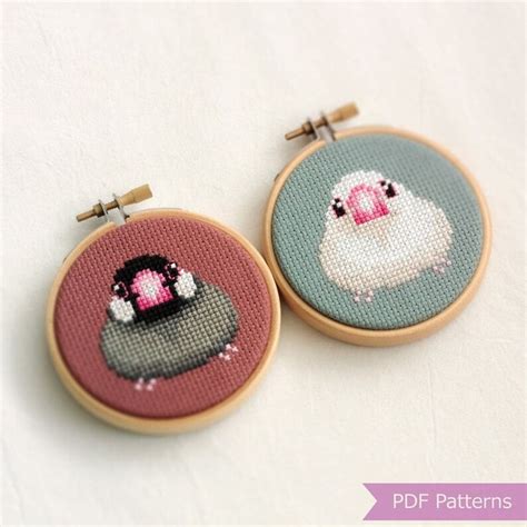 Java Sparrow Cross Stitch Pattern PDF Bundle Brown White Java Sparrow ...