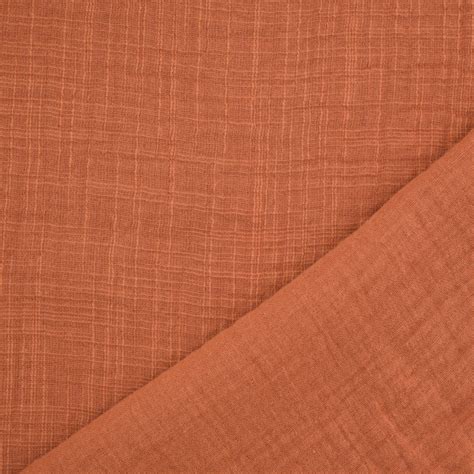 Tissu Double Gaze De Coton Look Lin Terracotta Tissus Hemmers