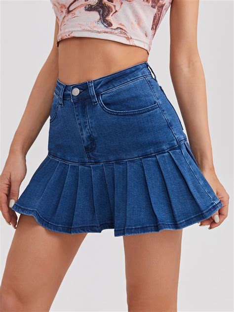 Rescue Me Pleat Mini Skirt Denim Artofit