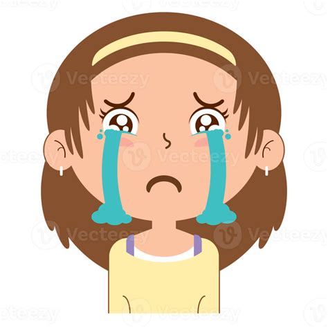 Girl Crying Face Cartoon Cute 14429132 PNG