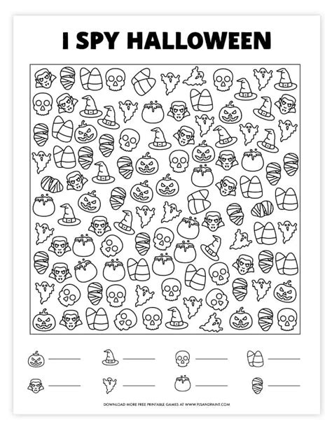 I Spy Halloween | Free Printable Game - Pjs and Paint