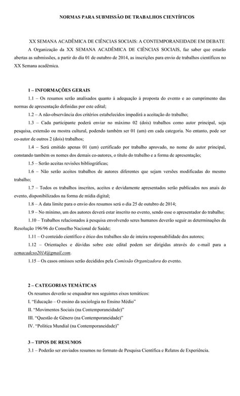 Normas para submissão de trabalhos científicos PDF