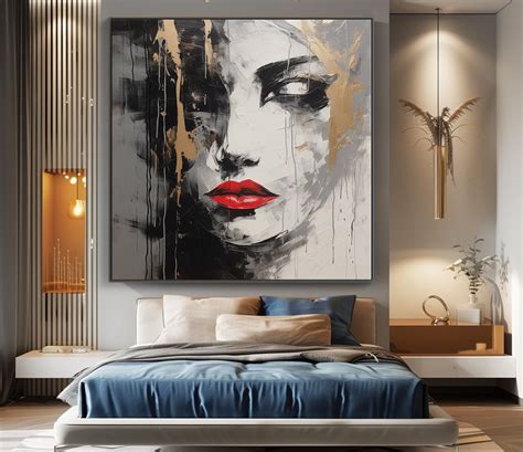 Woman Black Gold 100 Hand Painted Textured Painting Acrylic Abstract Oil Painting Wall