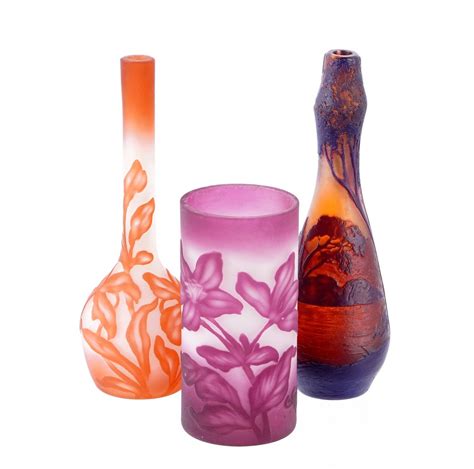 Three Vessiere And Devez Cameo Cut Art Glass Vases Auction