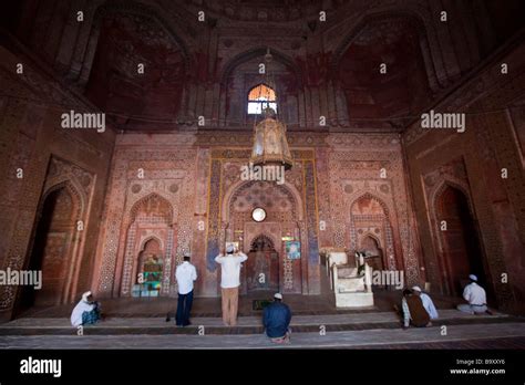 Muslim Men Praying Inside The Friday Mosque In Fatehpur Sikri India