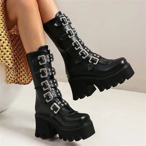 Boot Women Punk Rock Shoes Lace Platform Boots Platform Boots Gothic