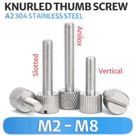 A2 Stainless Steel Knurled Thumb Screw M2 M3 M4 M8 Flat Head