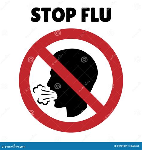 Stop Flu Sign Coughing Man In Prohibition Frame Stock Vector