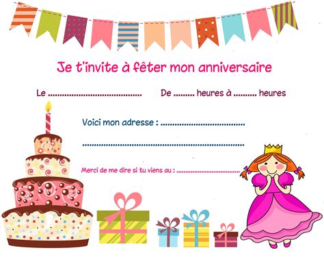 Carte Invitation Anniversaire Fille Carte Invitation Anniversaire