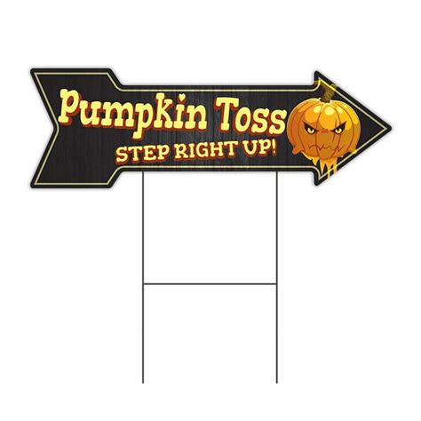 X In Corrugated Plastic Double Sided Arrow Sign Pumpkin Toss