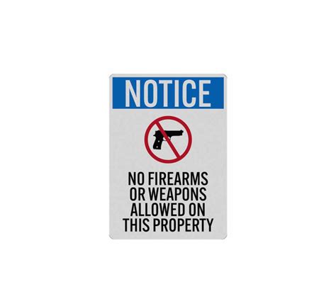 No Firearms Or Weapons Allowed Decal Reflective