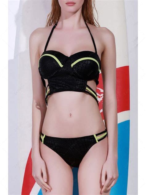 11 OFF 2021 Sexy Spaghetti Strap Color Block Bikini Set In BLACK ZAFUL