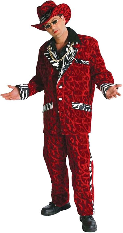 Amazon Adult Super Deluxe Big Daddy Pimp Costume In Red Mens