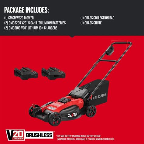 Craftsman Cmcmw220p2 V20 2x20v 20 In Brushless Cordless Push Mower Lawn Mowers Parts