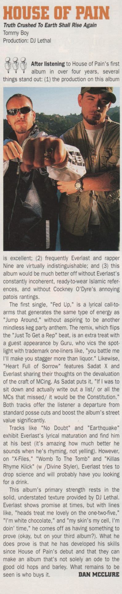 Hiphop Thegoldenera Album Review House Of Pain ‎ Truth Crushed To