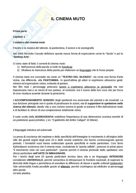 Riassunto Esame Cinema Prof Alonge Libro Consigliato Il Cinema Muto