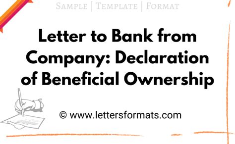 Letter To Bank From Company Beneficial Ownership Declaration