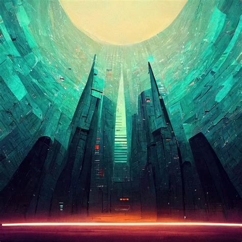 Premium Photo | Abstract scifi scene of futuristic world with large ...