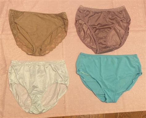 Vintage Nylon Spandex Hi Cut Bikini Panties Hanes Size L Lot Of 4 EBay