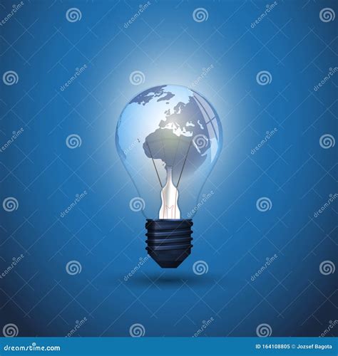 New Idea Global Energy Concept Design With Earth Globe Inside A Glowing Light Bulb Stock Vector