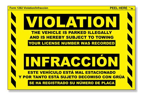 Buy Mess Parking Violation Stickers Hard To Remove 50 Bilingual English Spanish No Parking