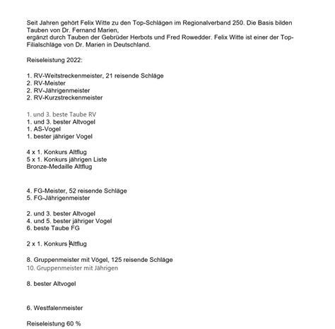 Brieftauben Auktion De Pos 05 Felix Witte Gutschein Eine