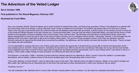 The Adventure Of The Veiled Lodger A Chronology Of Sherlock Holmes