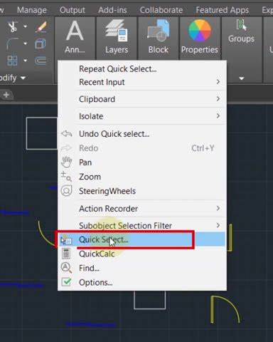 Select Objects By Color In Autocad Quick Select Command Youtube