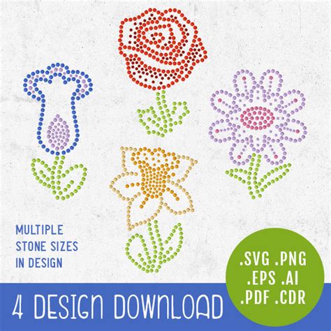 Little Flowers Rhinestone Design Bundle Instant Download