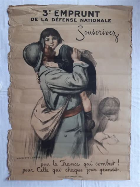 ANCIENNE AFFICHE EMPRUNT Défense NATIONALE poilu WW1 guerre 1914